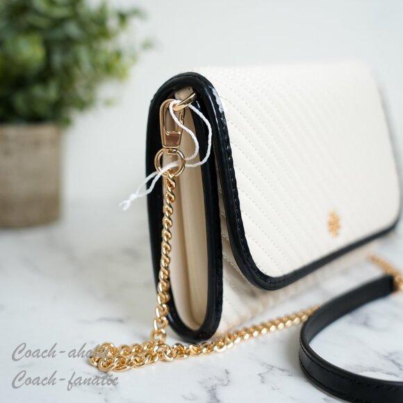 Tory Burch Emerson Patent Puffy Quilted Leather Chain Wallet Crossbody - Picture 3 of 10